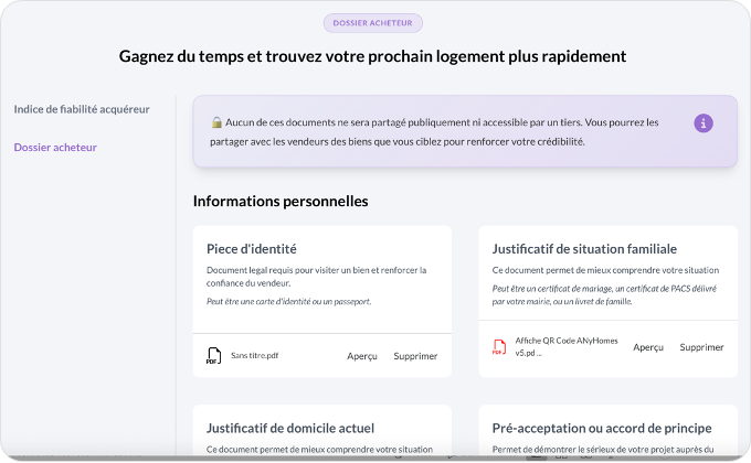 Dossier acquéreur